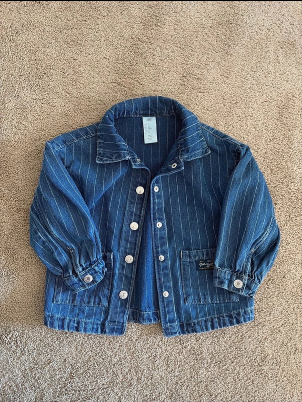Kids Blue Pinstriped Denim Jacket